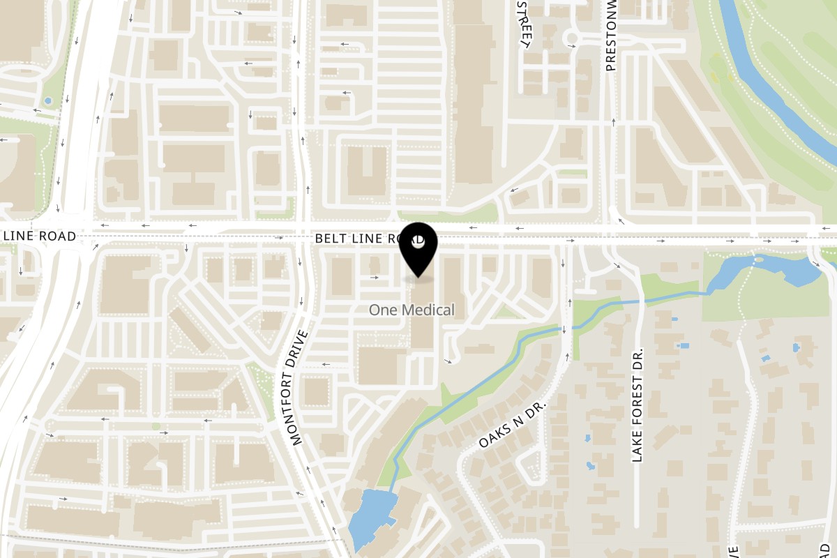 Map showing the location of Gyu-Kaku Japanese BBQ on 5290 Belt Line Rd #115 in Dallas